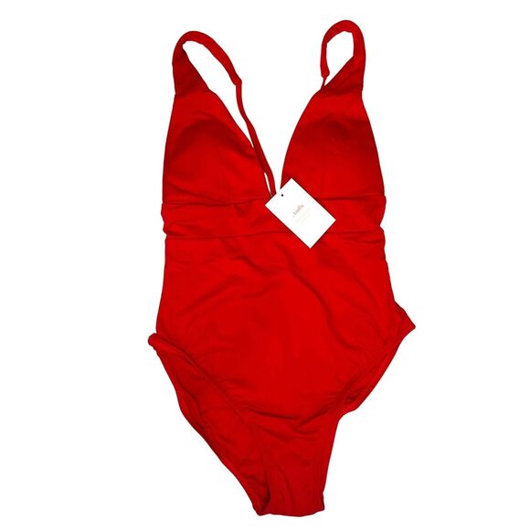 Andie Swim The Sardinia Cherry Red Minimalist Compressive One Piece NWT XS - Picture 3 of 6